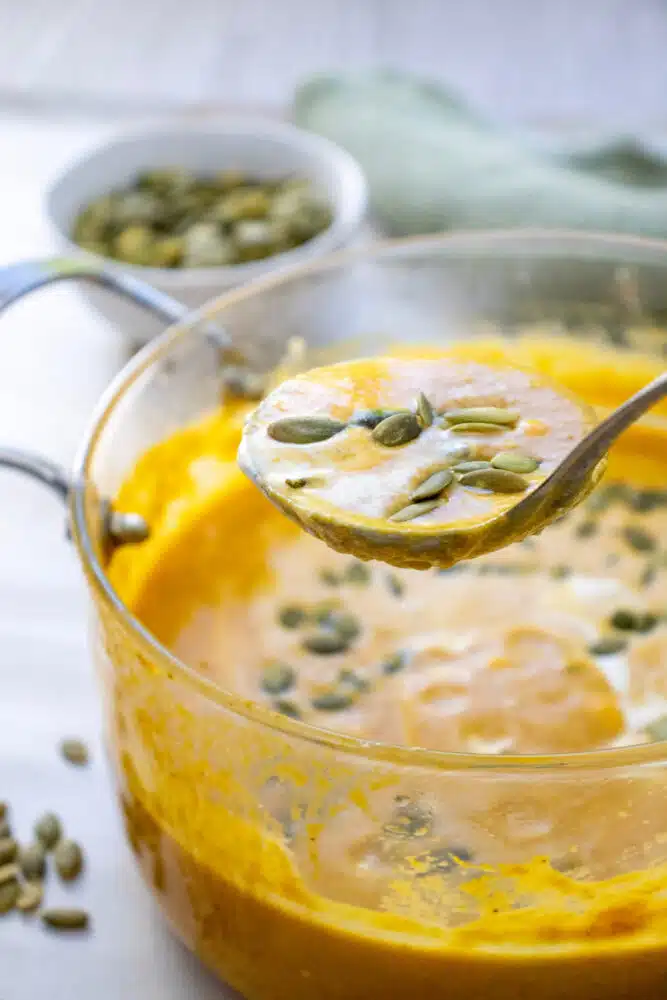 spoonful of pumpkin soup