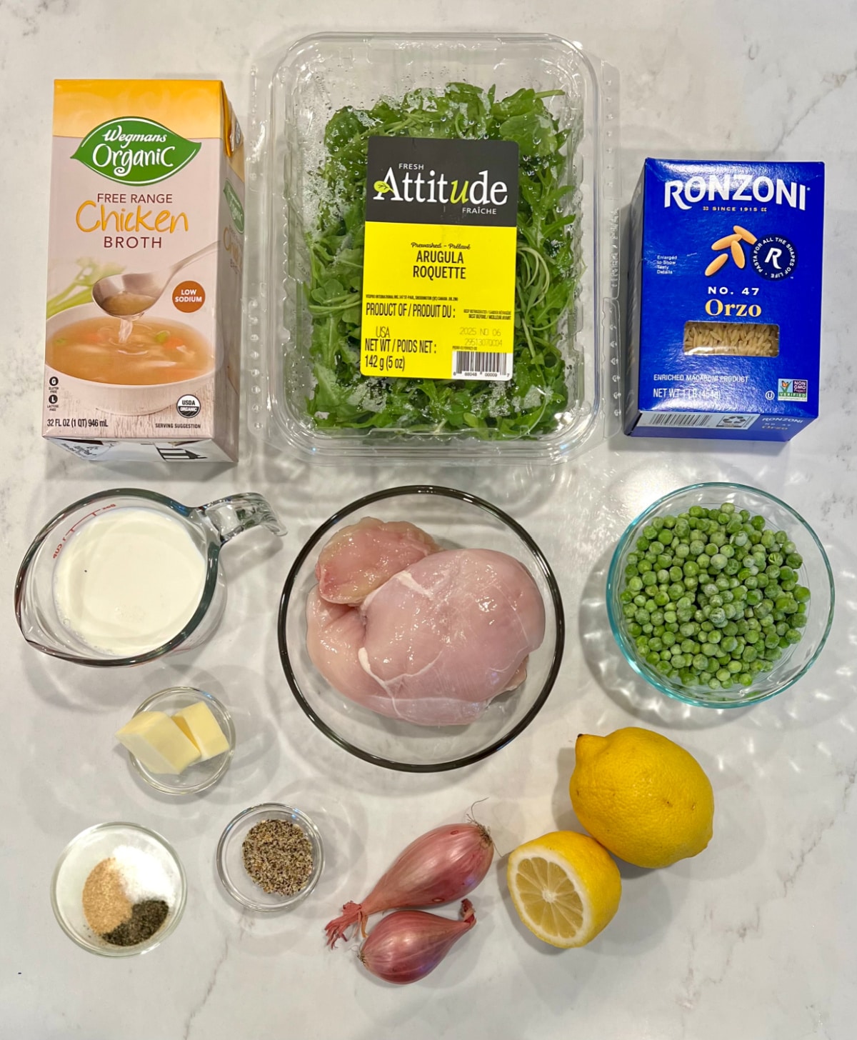 ingredients for chicken and orzo recipe