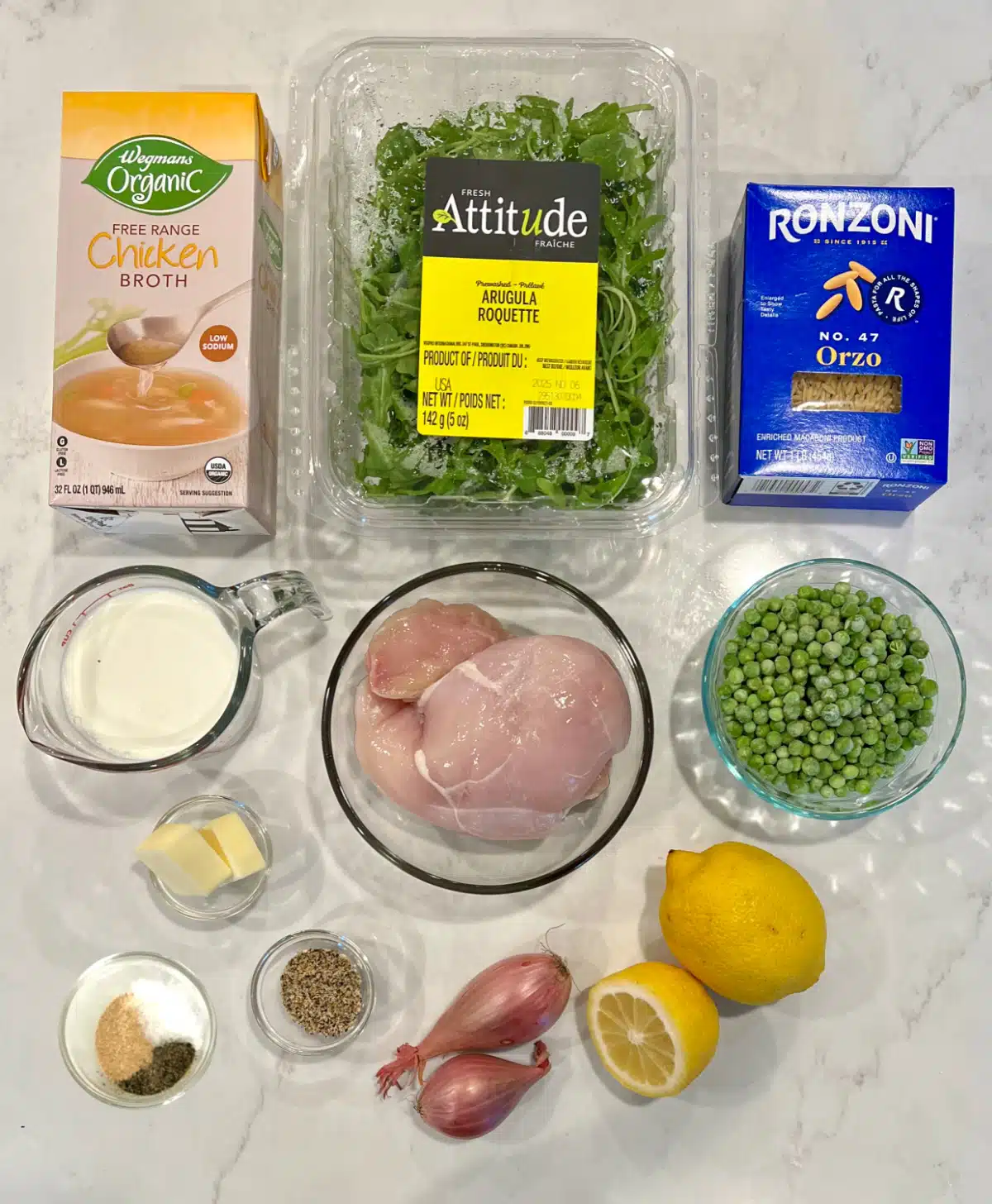 ingredients for chicken and orzo recipe