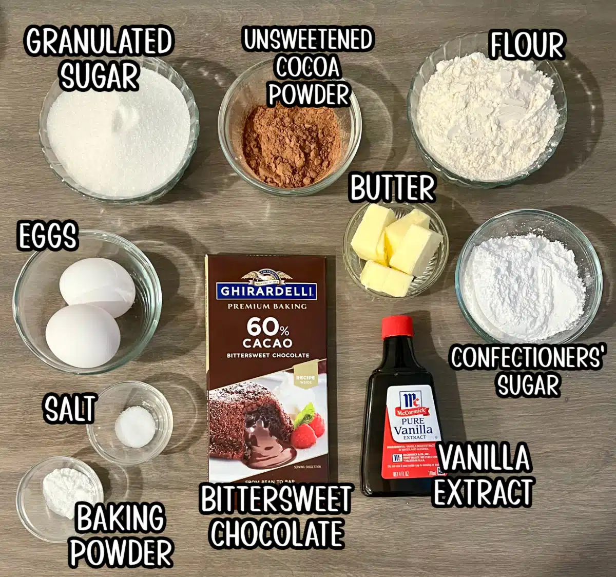chocolate crinkle cookie recipe ingredients with text overlay