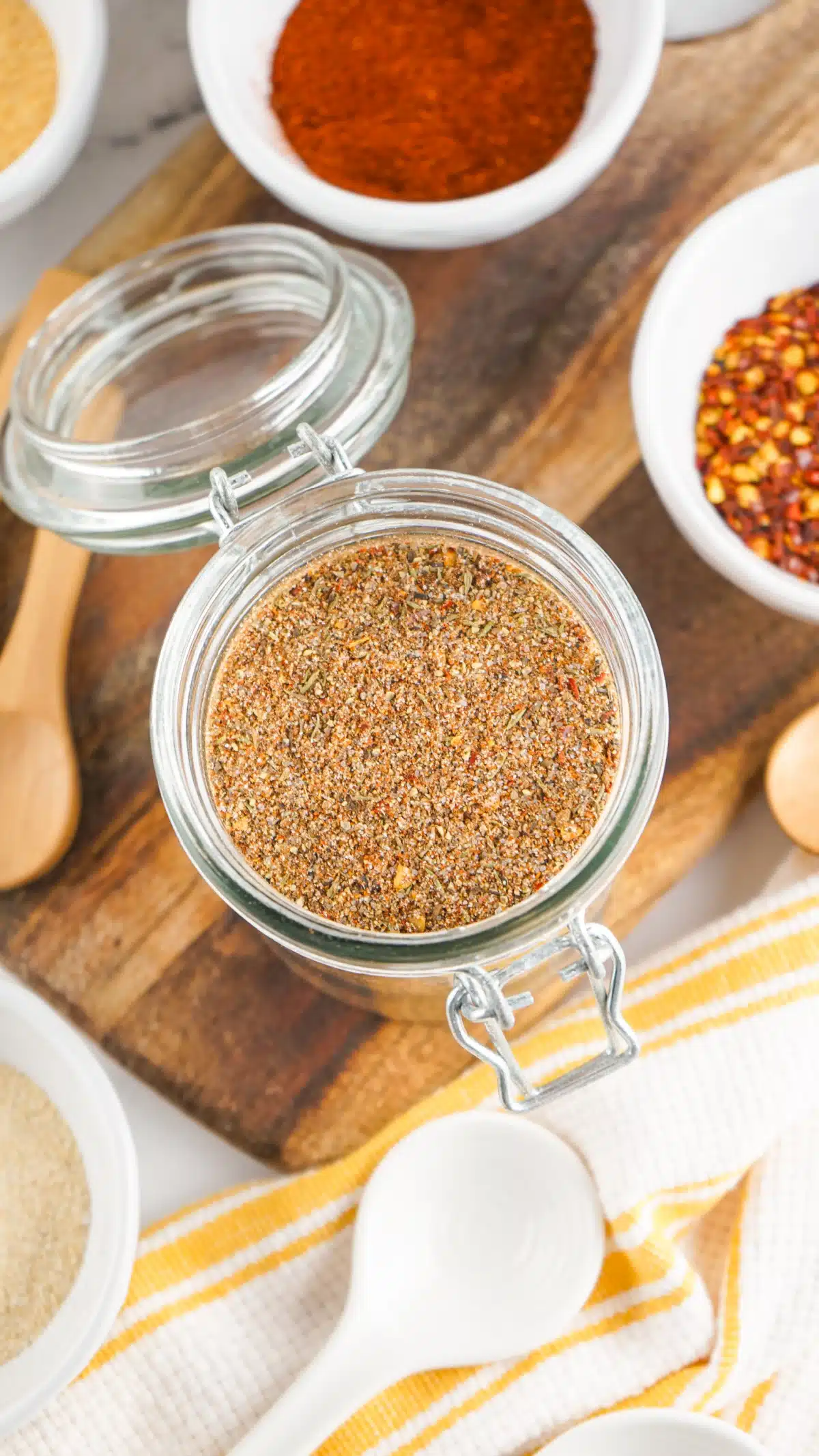 overhead of a jar of jerk seasoning