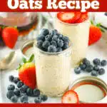 overnight oats in mason jars with text overlay