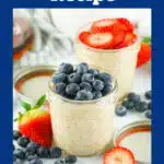 jars of overnight oatmeal topped with fresh berries and text overlay