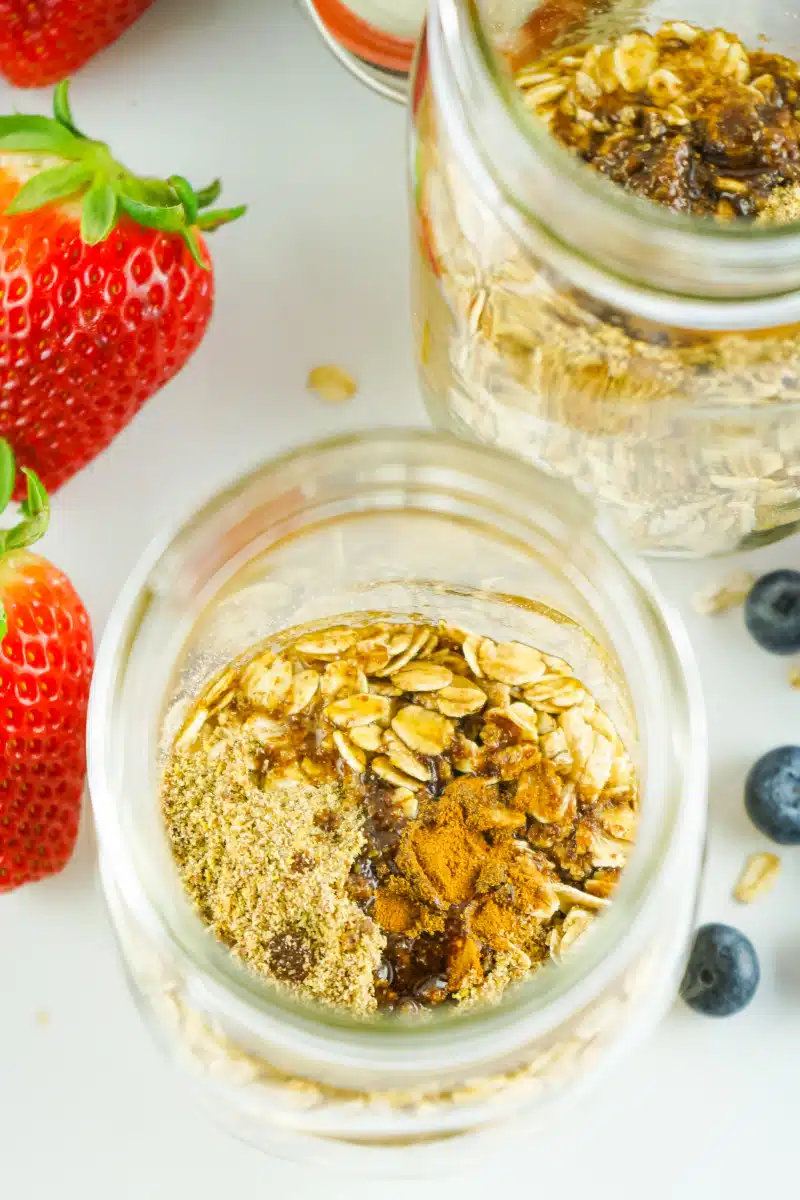 Adding dry ingredients to oats