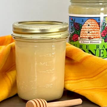 jar of whipped honey with yellow napkin
