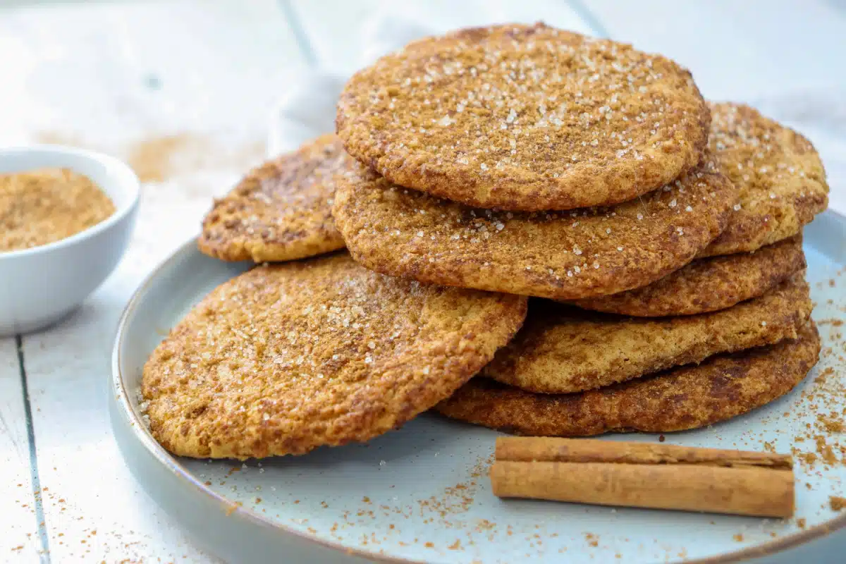 brown sugar sugar cookies piled on a plate