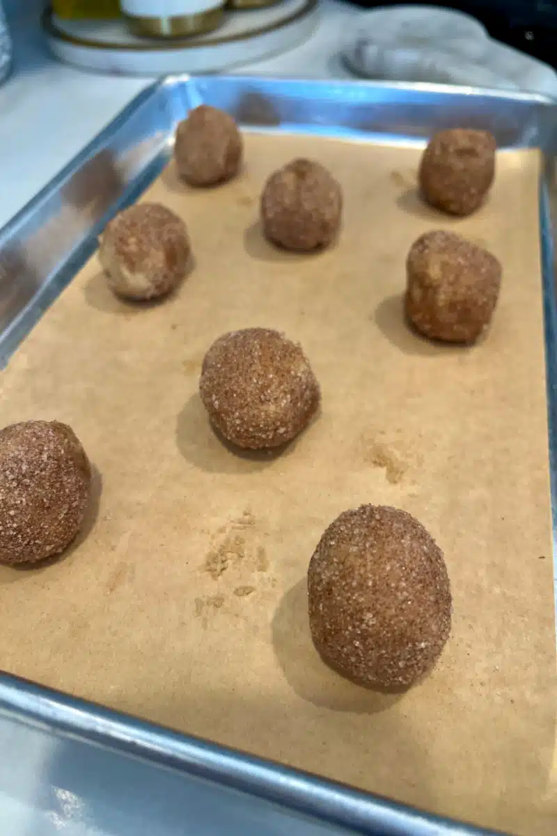 arranging cookie dough on baking sheet