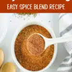 overhead of Cajun seasoning with spoonful and text overlay