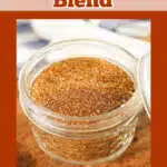 chili blend in a mason jar with text overlay