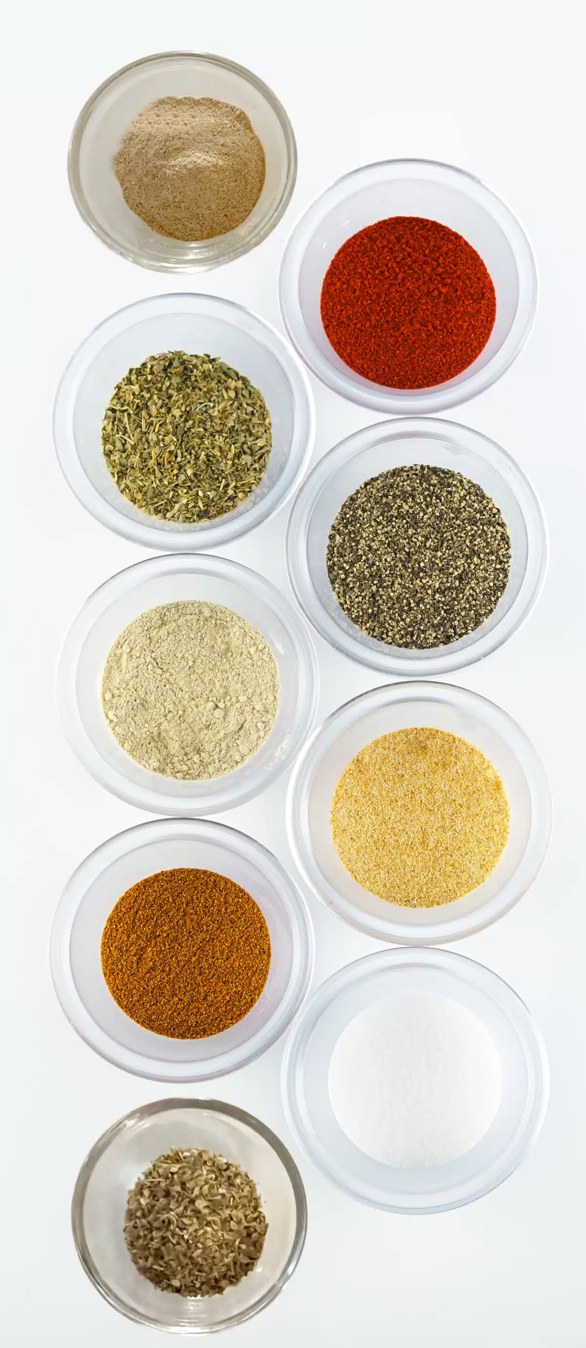 ingredients for Louisiana seasoning in bowls