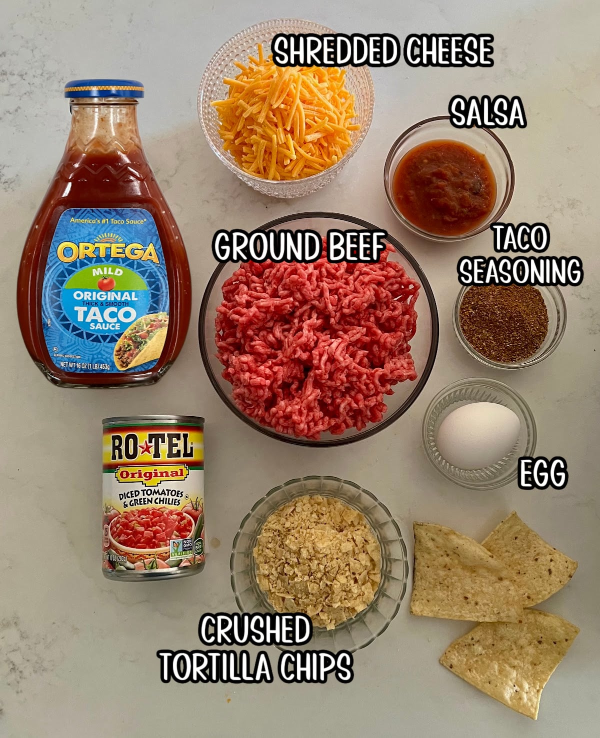 taco meatball ingredients with labels