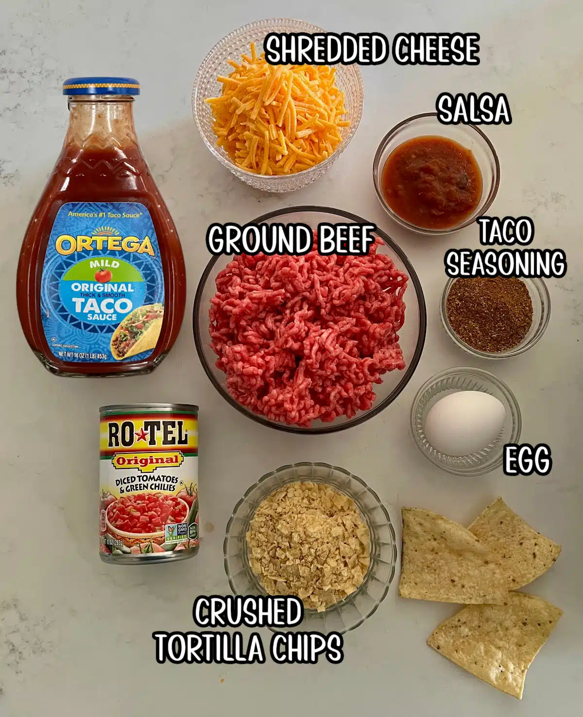 taco meatball ingredients with labels