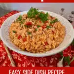 bowl of tomato rice with text overlay