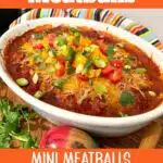 taco casserole with colorful napkin and text overlay