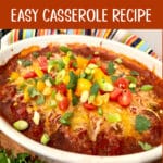 taco meatballs recipe in an oval baking dish with text overlay