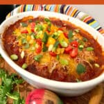 oval baking dish with taco meatballs and text overlay