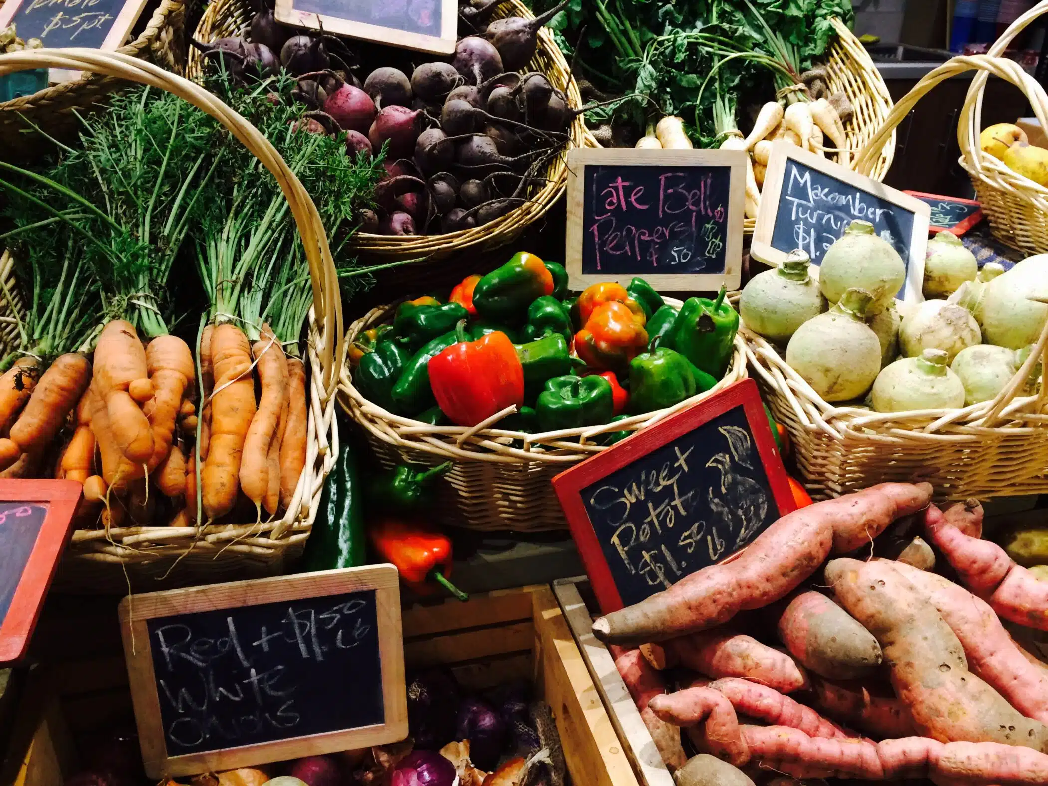 vegetables at a farmers market