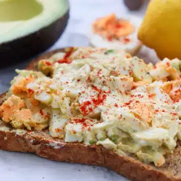 egg sala with avocado on toast