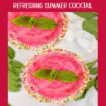 two glasses of watermelon cocktails with text overlay