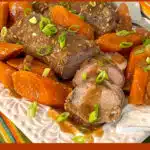 slow cooker pork tenderloin with carrots and text overlay