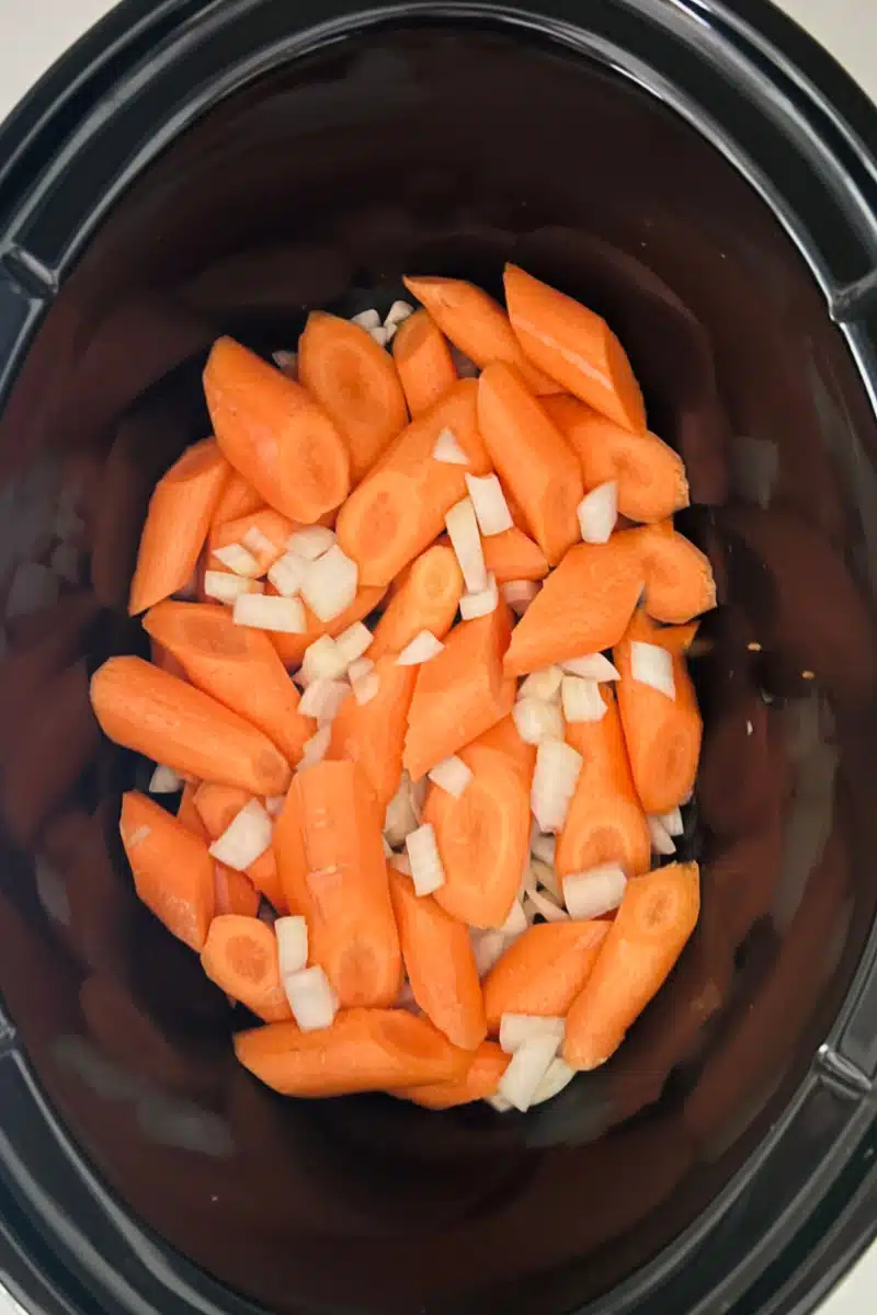 carrots and onions in the slow cooker