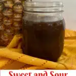 DIY sweet and sour sauce in a jar with text overlay