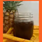 sauce in a jar with pineapple and text overlay