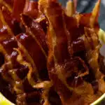 candied bacon in a bowl