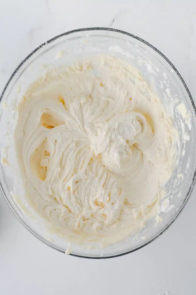 homemade vanilla froting in a glass bowl