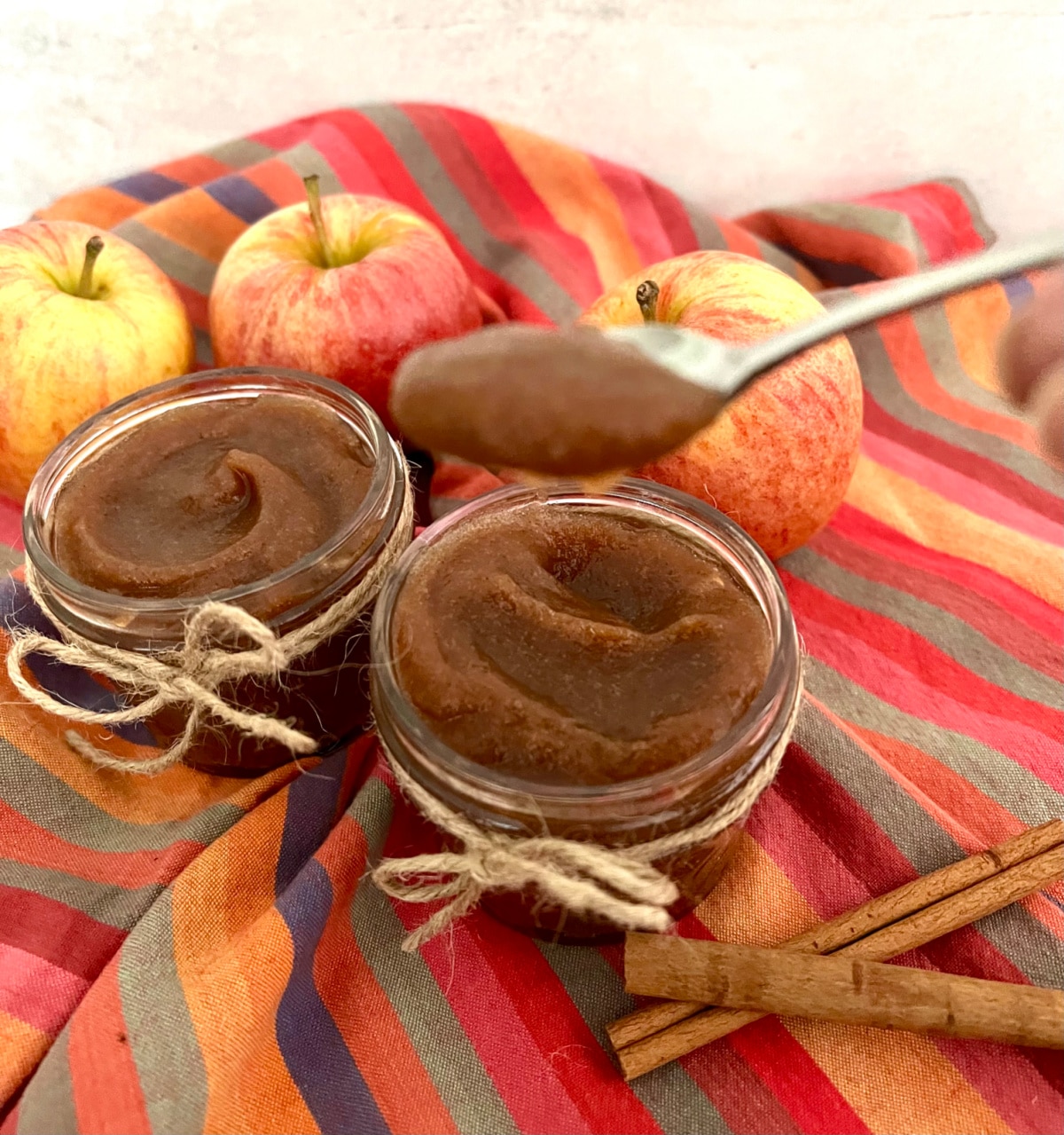 apple butter on a spoon