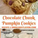 pumpkin cookies and ingredients for the cookie recipe with text overlay