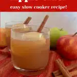 crockpot apple cider in glasses with text overlay